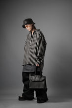 画像をギャラリービューアに読み込む, A.F ARTEFACT LOOSEY OVER SHIRT / HERRINGBONE LINEN STRIPE (BLACK×L.GREY)