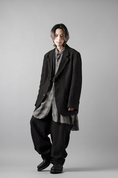 画像をギャラリービューアに読み込む, Y's for men 3 BUTTONS JACKET WITH DECORATIVE CLOTH / 40 LINEN (BLACK)