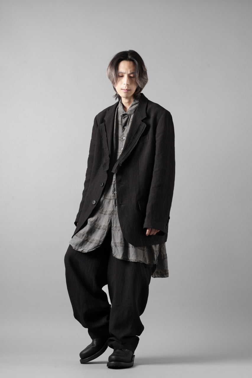 画像をギャラリービューアに読み込む, Y's for men 3 BUTTONS JACKET WITH DECORATIVE CLOTH / 40 LINEN (BLACK)