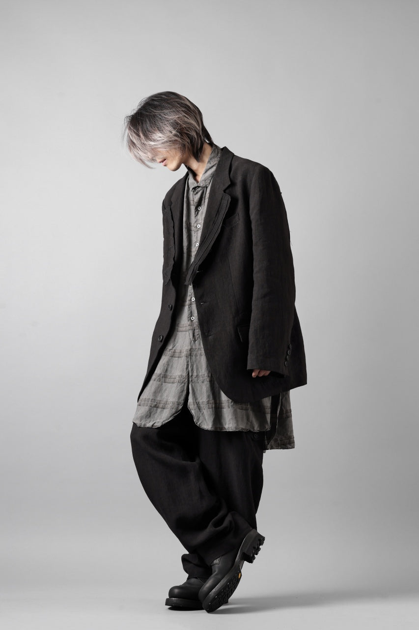 画像をギャラリービューアに読み込む, Y's for men 3 BUTTONS JACKET WITH DECORATIVE CLOTH / 40 LINEN (BLACK)