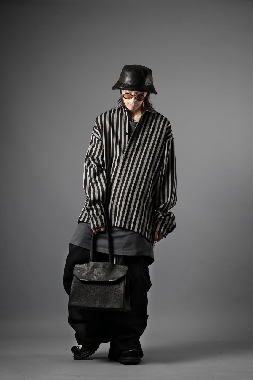 画像をギャラリービューアに読み込む, A.F ARTEFACT LOOSEY OVER SHIRT / HERRINGBONE LINEN STRIPE (BLACK×L.GREY)