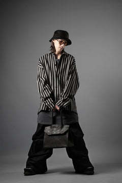 画像をギャラリービューアに読み込む, A.F ARTEFACT LOOSEY OVER SHIRT / HERRINGBONE LINEN STRIPE (BLACK×L.GREY)