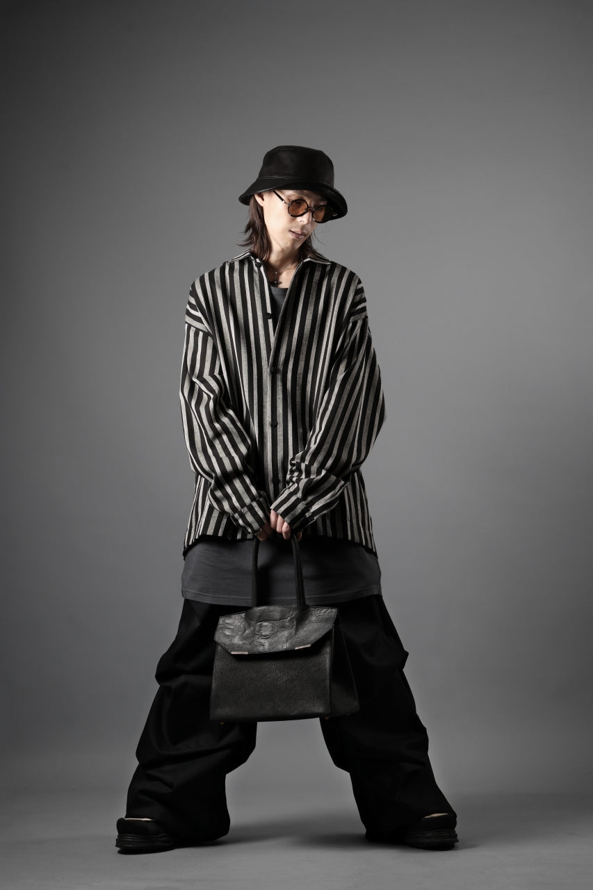 画像をギャラリービューアに読み込む, A.F ARTEFACT LOOSEY OVER SHIRT / HERRINGBONE LINEN STRIPE (BLACK×L.GREY)