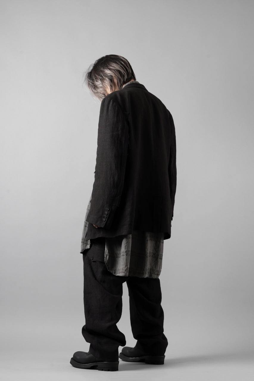 画像をギャラリービューアに読み込む, Y&#39;s for men 3 BUTTONS JACKET WITH DECORATIVE CLOTH / 40 LINEN (BLACK)