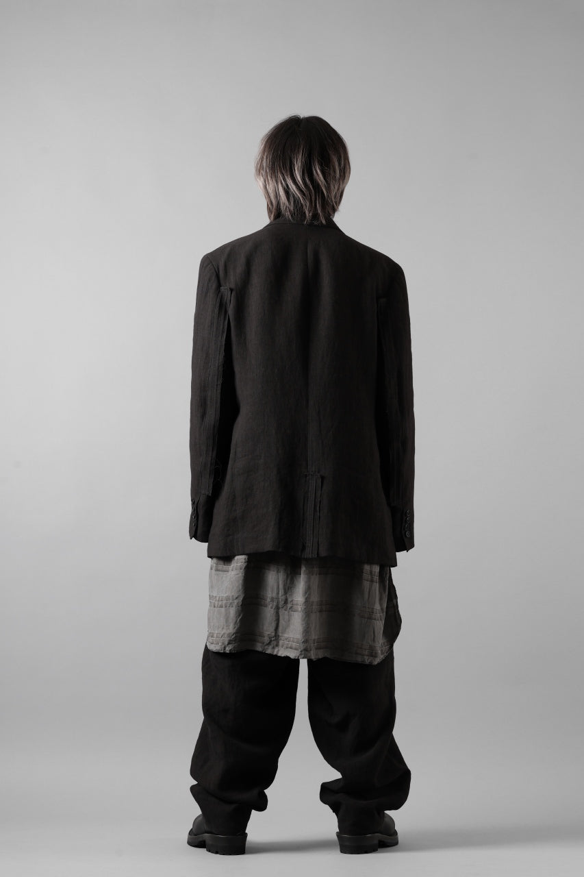 画像をギャラリービューアに読み込む, Y's for men 3 BUTTONS JACKET WITH DECORATIVE CLOTH / 40 LINEN (BLACK)