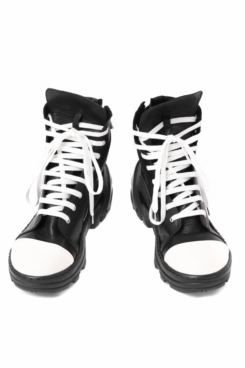 Load image into Gallery viewer, A.F ARTEFACT x Portaille LACE & BIAS ZIP ALEXANDER BOOTS / WAXED HORSE LEAHER (BLACK x WHITE)