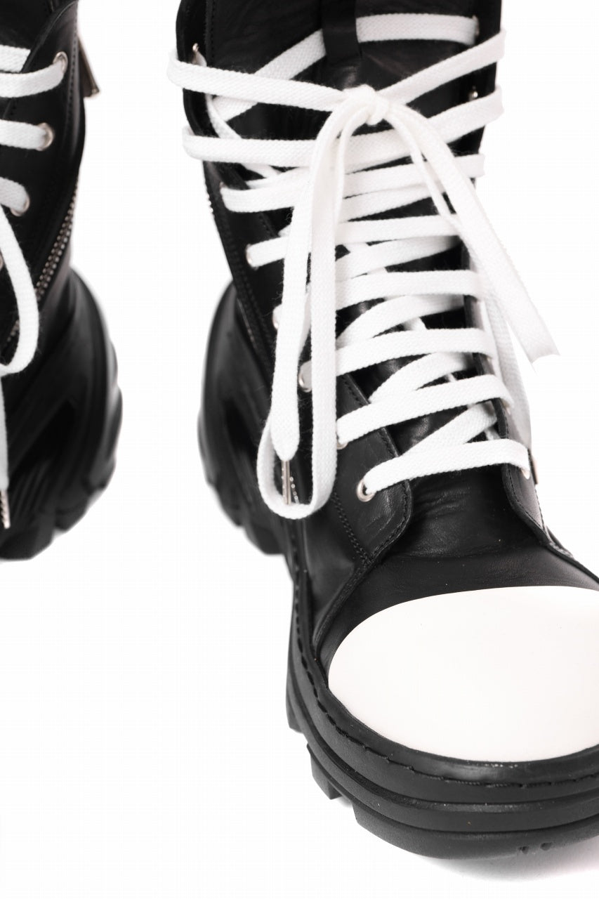 Load image into Gallery viewer, A.F ARTEFACT x Portaille LACE & BIAS ZIP ALEXANDER BOOTS / WAXED HORSE LEAHER (BLACK x WHITE)