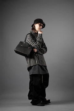 画像をギャラリービューアに読み込む, A.F ARTEFACT LOOSEY OVER SHIRT / HERRINGBONE LINEN STRIPE (BLACK×L.GREY)