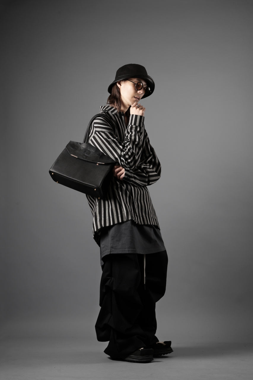 画像をギャラリービューアに読み込む, A.F ARTEFACT LOOSEY OVER SHIRT / HERRINGBONE LINEN STRIPE (BLACK×L.GREY)