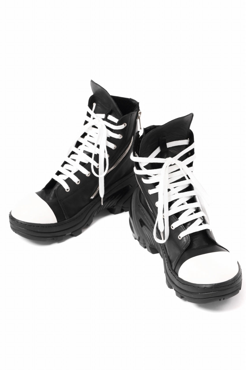 Load image into Gallery viewer, A.F ARTEFACT x Portaille LACE & BIAS ZIP ALEXANDER BOOTS / WAXED HORSE LEAHER (BLACK x WHITE)