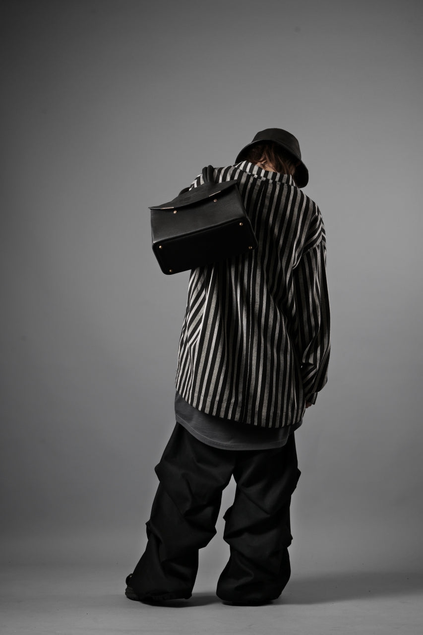 画像をギャラリービューアに読み込む, A.F ARTEFACT LOOSEY OVER SHIRT / HERRINGBONE LINEN STRIPE (BLACK×L.GREY)