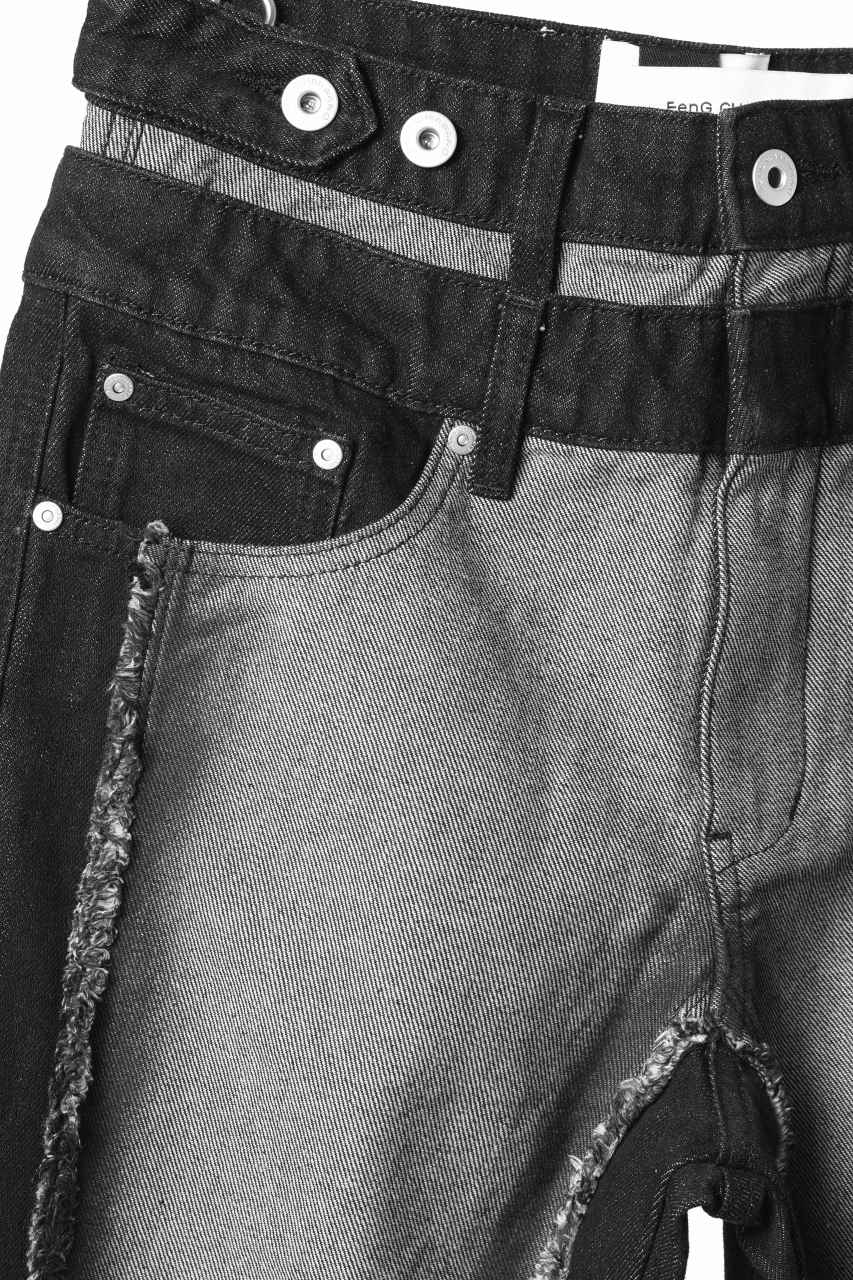 Load image into Gallery viewer, Feng Chen Wang RAW EDGE PATCHWORK TROUSERS (BLACK)