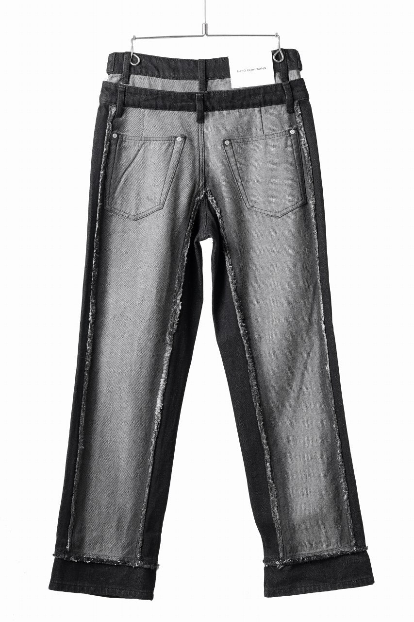 Load image into Gallery viewer, Feng Chen Wang RAW EDGE PATCHWORK TROUSERS (BLACK)