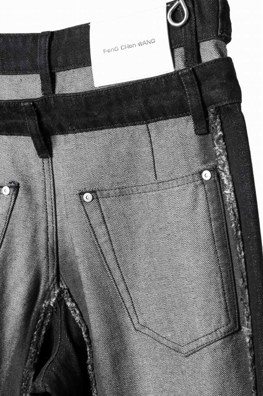 Load image into Gallery viewer, Feng Chen Wang RAW EDGE PATCHWORK TROUSERS (BLACK)