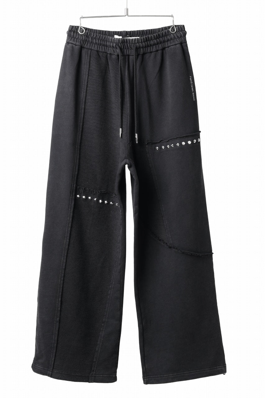 画像をギャラリービューアに読み込む, Feng Chen Wang PANELLED STRAIGHT SWEATPANTS (BLACK)