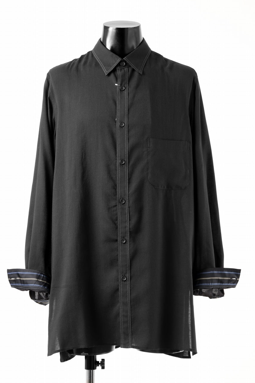画像をギャラリービューアに読み込む, Y's for men DOUBLE STITCH SHIRT / CELLULOSE LAWN (BLACK)