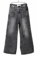 画像をギャラリービューアに読み込む, Feng Chen Wang CROSS WAISTBAND STRAIGHT LEG JEANS (BLACK)