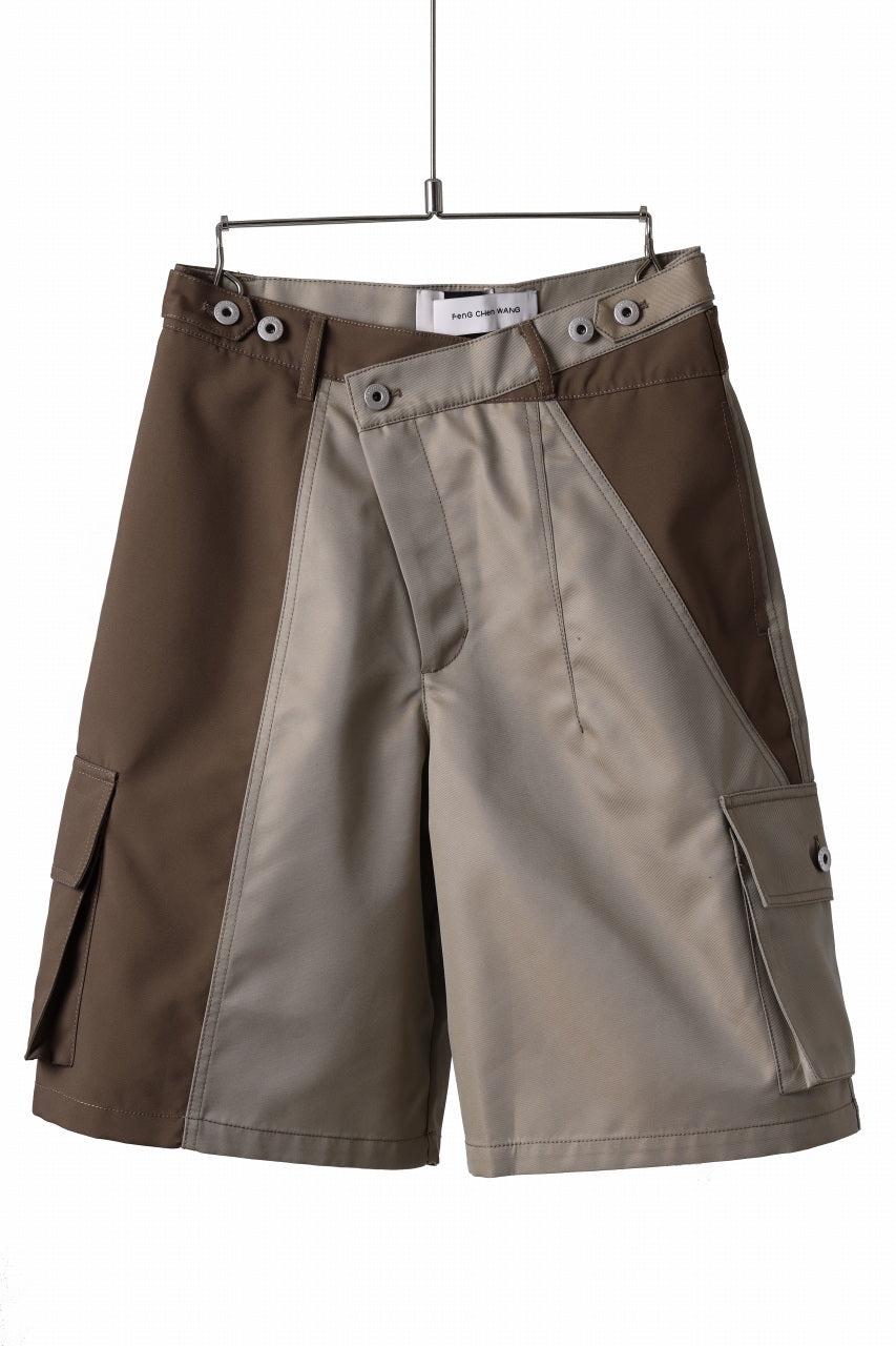 画像をギャラリービューアに読み込む, Feng Chen Wang PATCHWORK SHORTS (KHAKI/BROWN)