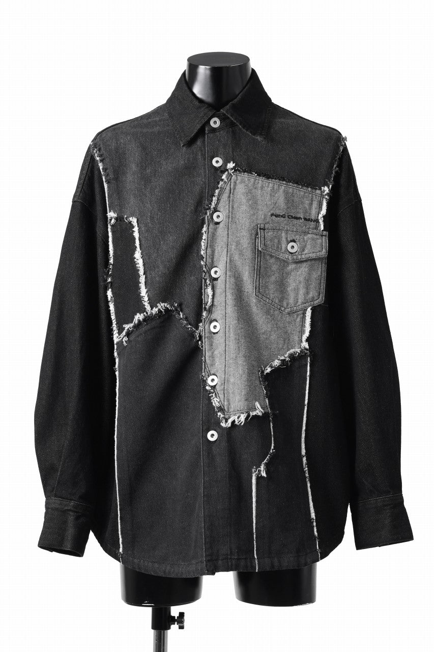 画像をギャラリービューアに読み込む, Feng Chen Wang RAW EDGE PATCHWORK DENIM SHIRT JACKET (BLACK)