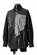 画像をギャラリービューアに読み込む, Feng Chen Wang RAW EDGE PATCHWORK DENIM SHIRT JACKET (BLACK)