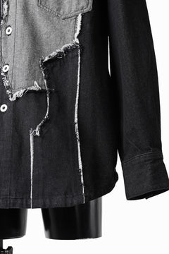 画像をギャラリービューアに読み込む, Feng Chen Wang RAW EDGE PATCHWORK DENIM SHIRT JACKET (BLACK)