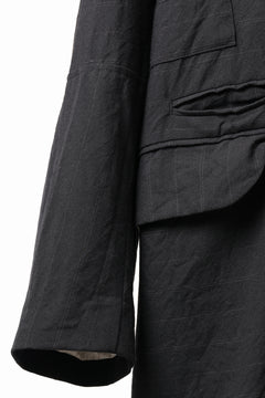 Load image into Gallery viewer, KLASICA FIGS PATCH WORKED RELAX FIT COAT / SUPER 100's ALTERNATE STRIPE SERGE WOOL (INK BLACK)