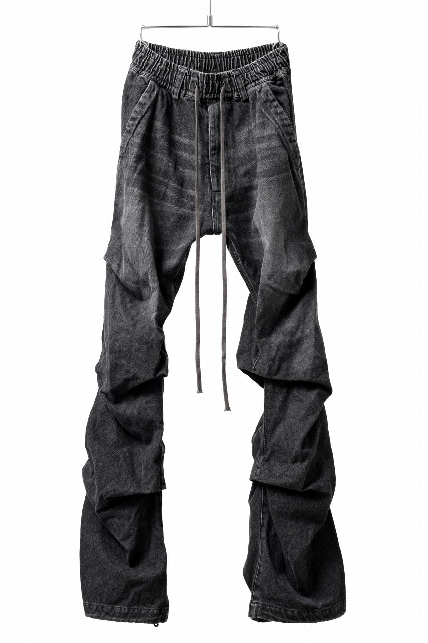 画像をギャラリービューアに読み込む, A.F ARTEFACT TUCK VOLUME BAGGY PANTS / FADED DENIM (DAMAGE BLACK)