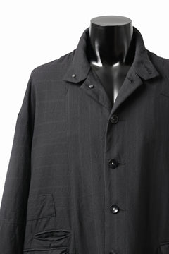 Load image into Gallery viewer, KLASICA FIGS PATCH WORKED RELAX FIT COAT / SUPER 100's ALTERNATE STRIPE SERGE WOOL (INK BLACK)