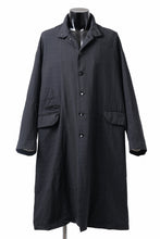 Load image into Gallery viewer, KLASICA FIGS PATCH WORKED RELAX FIT COAT / SUPER 100's ALTERNATE STRIPE SERGE WOOL (INK BLACK)