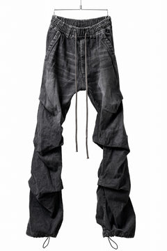 画像をギャラリービューアに読み込む, A.F ARTEFACT TUCK VOLUME BAGGY PANTS / FADED DENIM (DAMAGE BLACK)