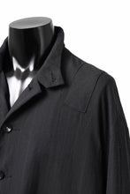 Load image into Gallery viewer, KLASICA FIGS PATCH WORKED RELAX FIT COAT / SUPER 100's ALTERNATE STRIPE SERGE WOOL (INK BLACK)