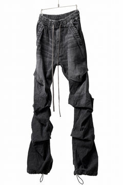画像をギャラリービューアに読み込む, A.F ARTEFACT TUCK VOLUME BAGGY PANTS / FADED DENIM (DAMAGE BLACK)