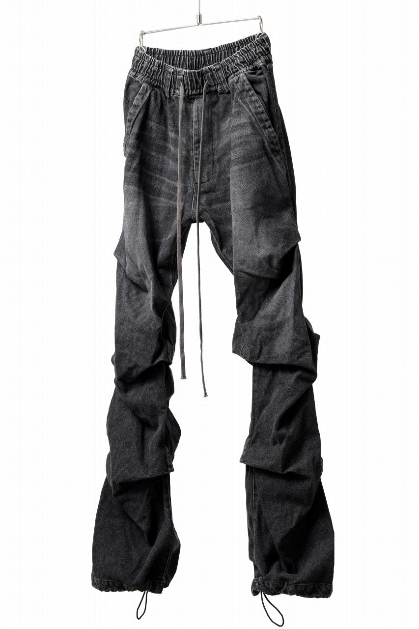 画像をギャラリービューアに読み込む, A.F ARTEFACT TUCK VOLUME BAGGY PANTS / FADED DENIM (DAMAGE BLACK)