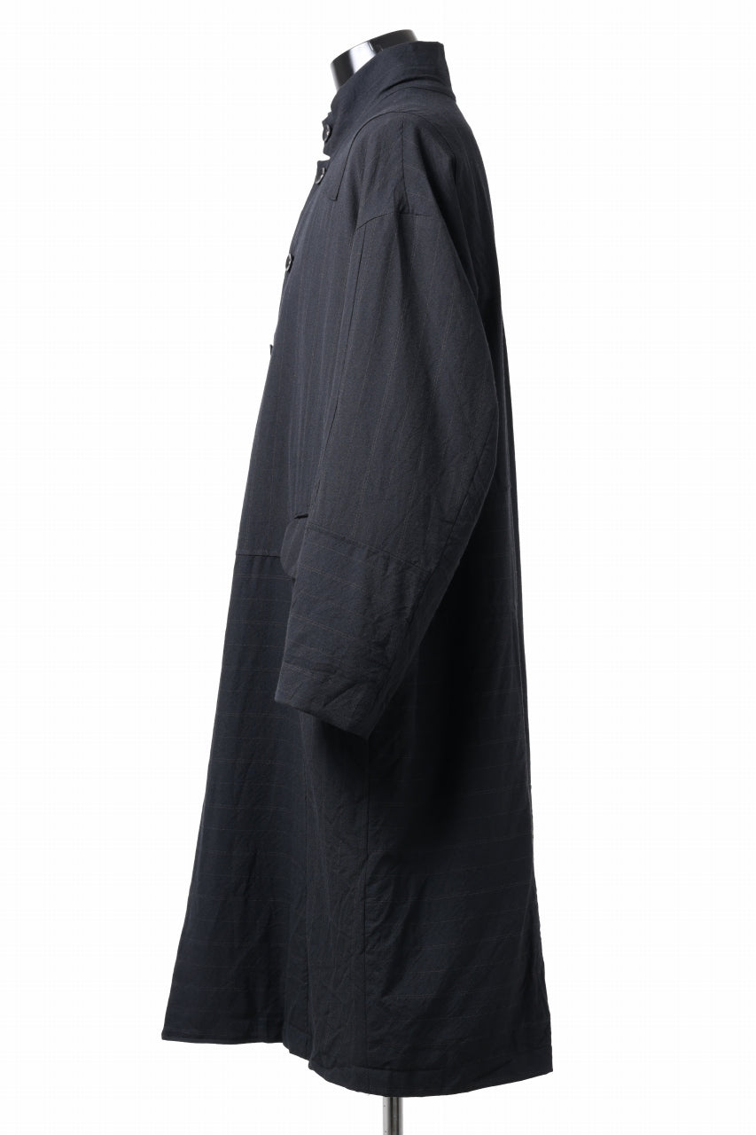 Load image into Gallery viewer, KLASICA FIGS PATCH WORKED RELAX FIT COAT / SUPER 100's ALTERNATE STRIPE SERGE WOOL (INK BLACK)