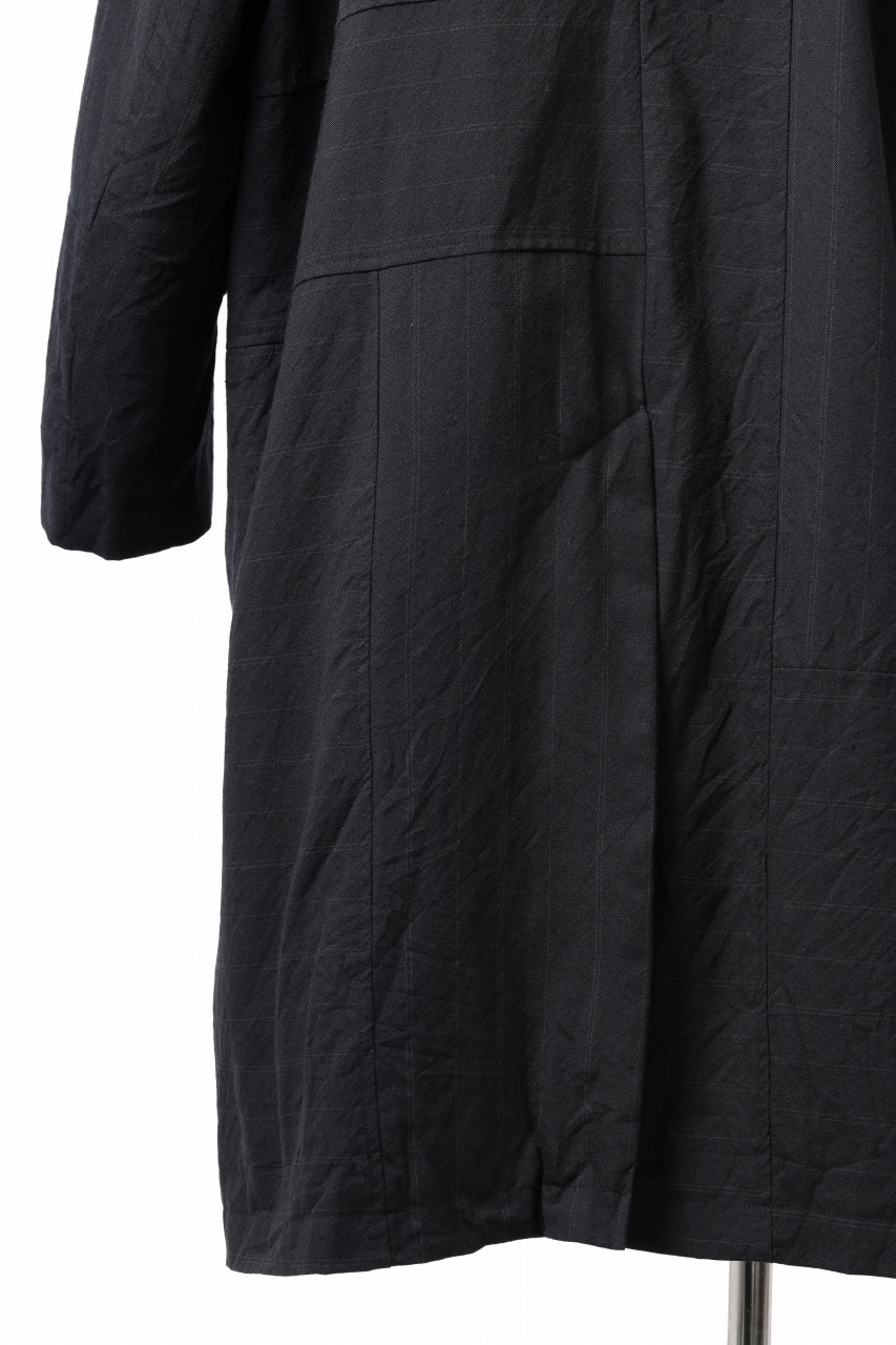 Load image into Gallery viewer, KLASICA FIGS PATCH WORKED RELAX FIT COAT / SUPER 100's ALTERNATE STRIPE SERGE WOOL (INK BLACK)