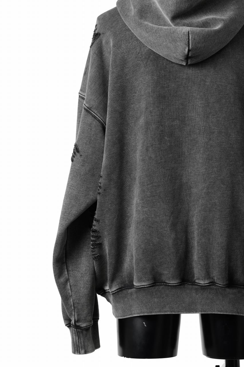 Feng Chen Wang GREY RIPPED JERSY HOODIE (GREY)