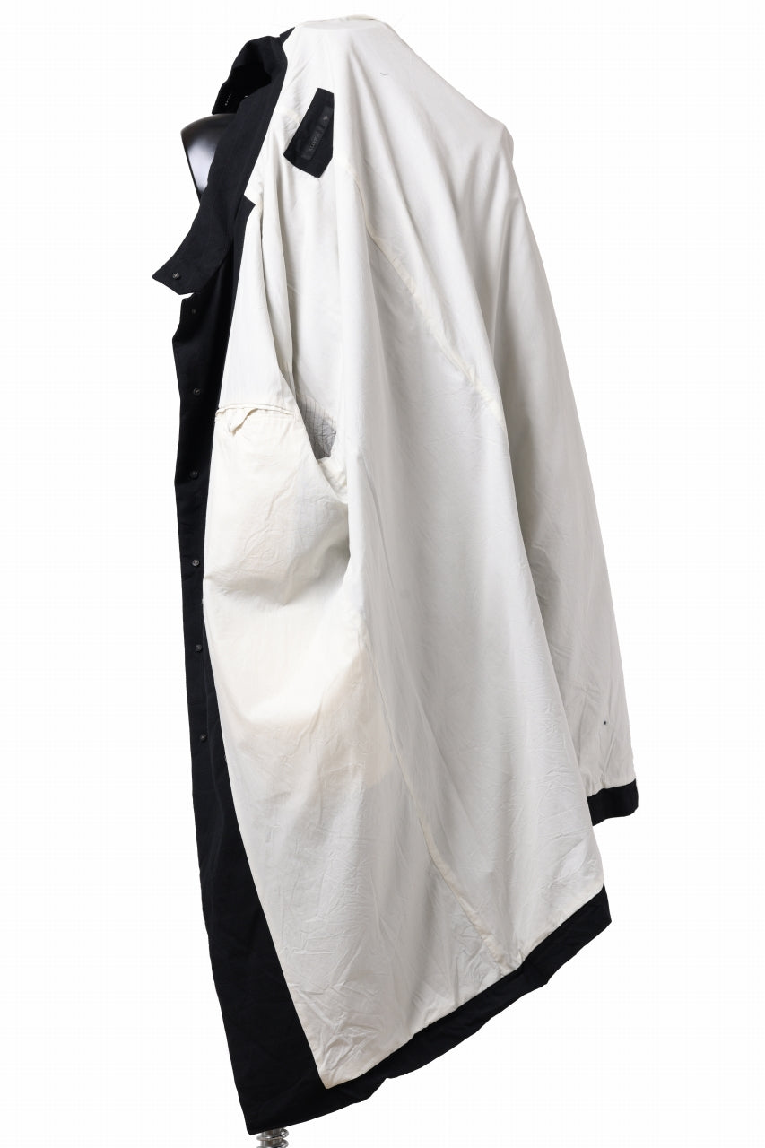 Load image into Gallery viewer, KLASICA FIGS PATCH WORKED RELAX FIT COAT / SUPER 100's ALTERNATE STRIPE SERGE WOOL (INK BLACK)