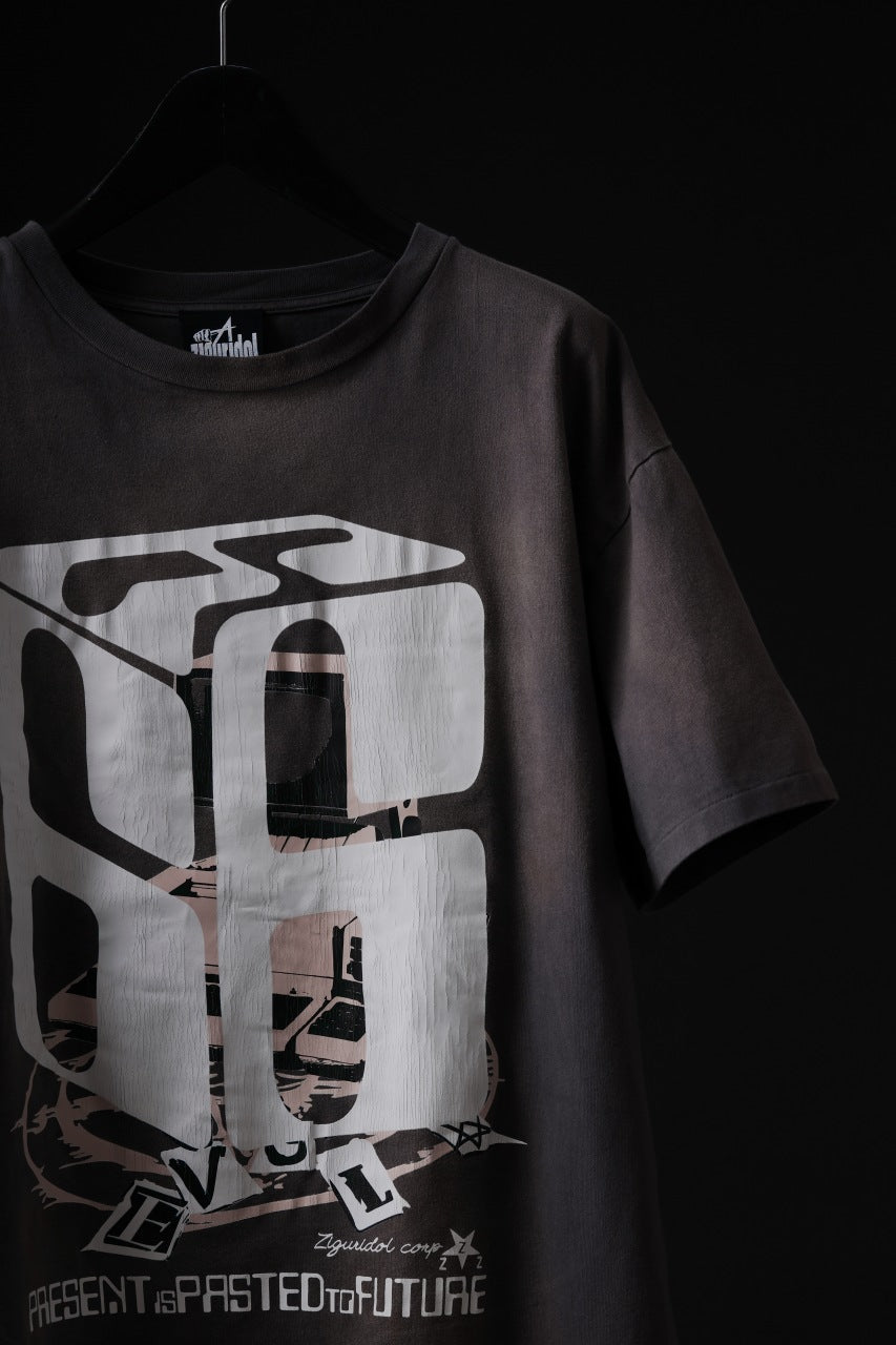 画像をギャラリービューアに読み込む, ZIG UR IDOL FADED & CRACKED SS TOPS - 666 (VINTAGE GREY)