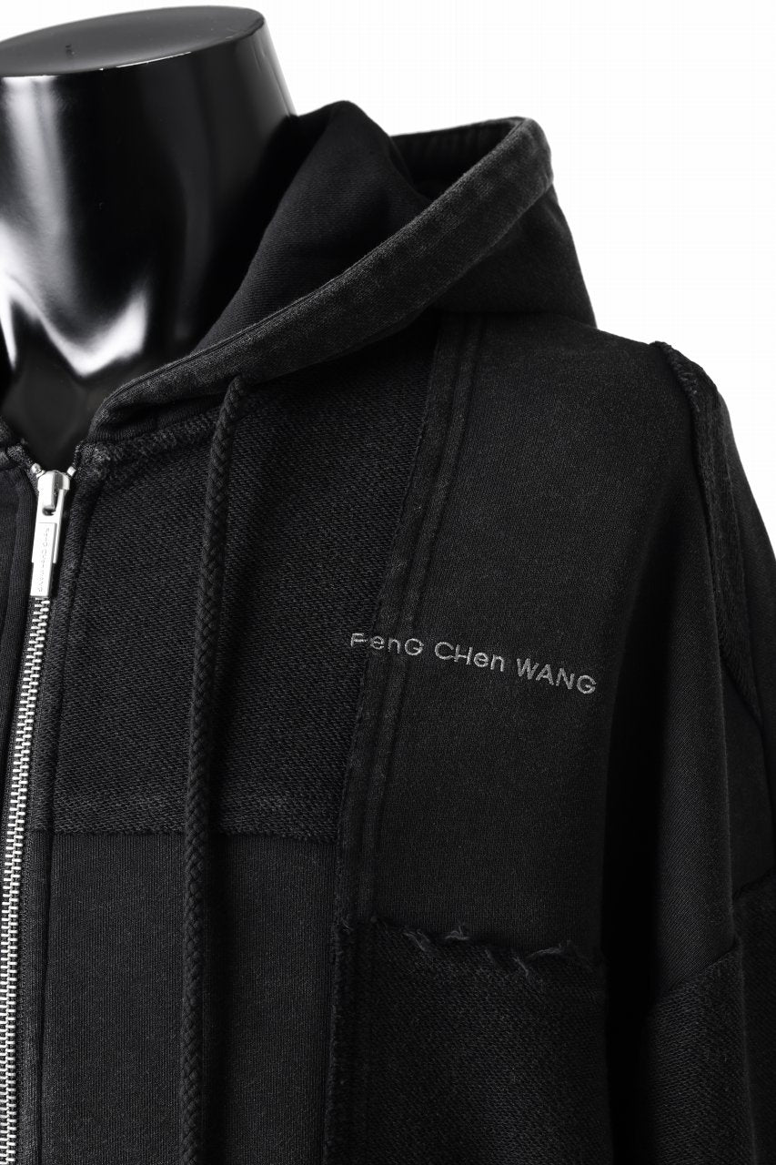 画像をギャラリービューアに読み込む, Feng Chen Wang PANELLED FULL ZIP HOODIE (BLACK)