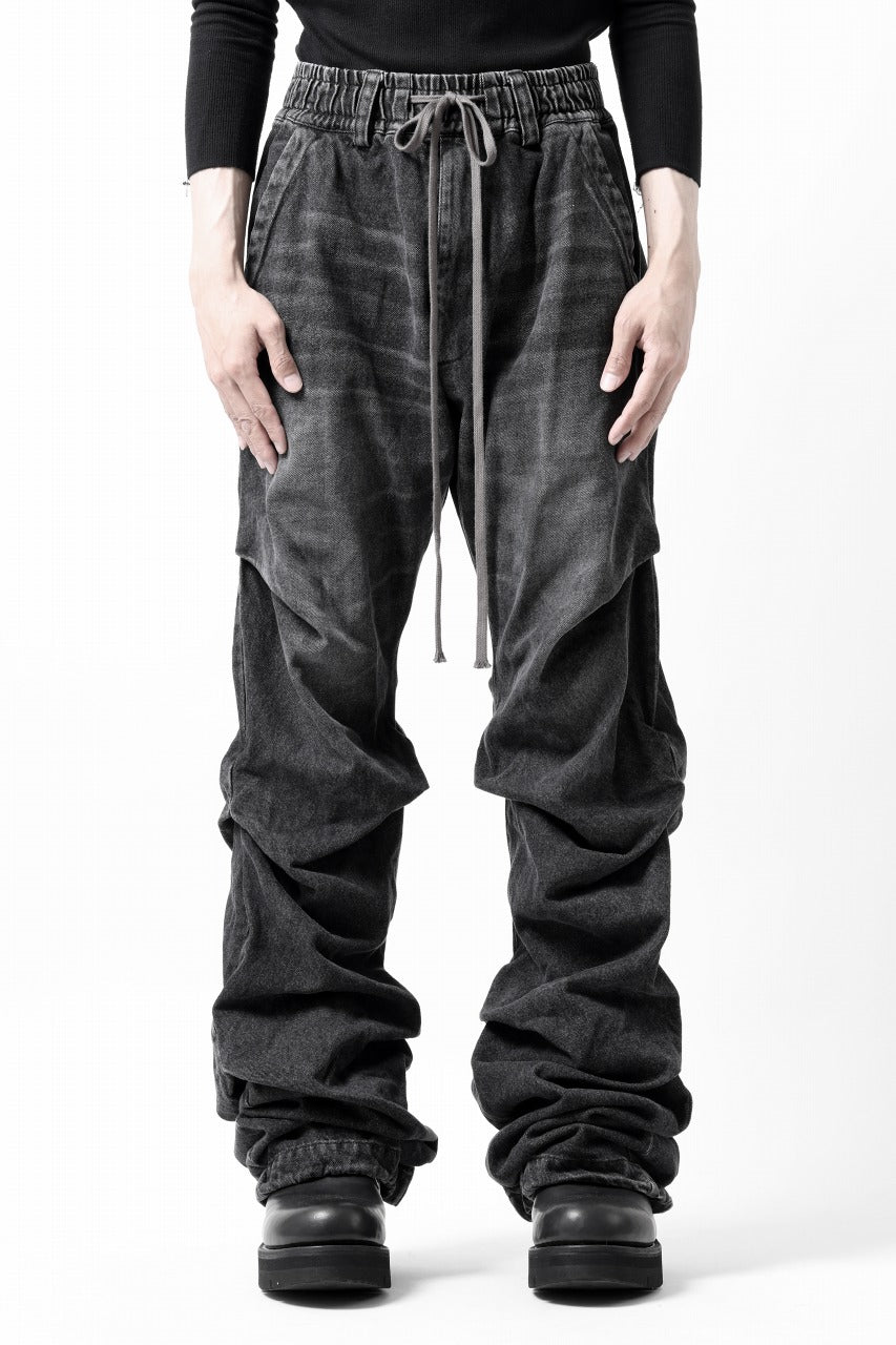 画像をギャラリービューアに読み込む, A.F ARTEFACT TUCK VOLUME BAGGY PANTS / FADED DENIM (DAMAGE BLACK)