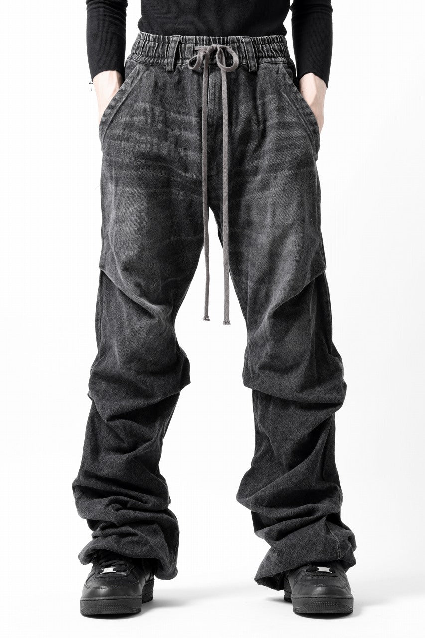 画像をギャラリービューアに読み込む, A.F ARTEFACT TUCK VOLUME BAGGY PANTS / FADED DENIM (DAMAGE BLACK)