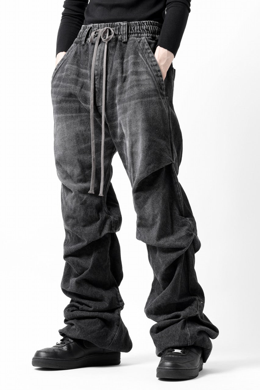 画像をギャラリービューアに読み込む, A.F ARTEFACT TUCK VOLUME BAGGY PANTS / FADED DENIM (DAMAGE BLACK)