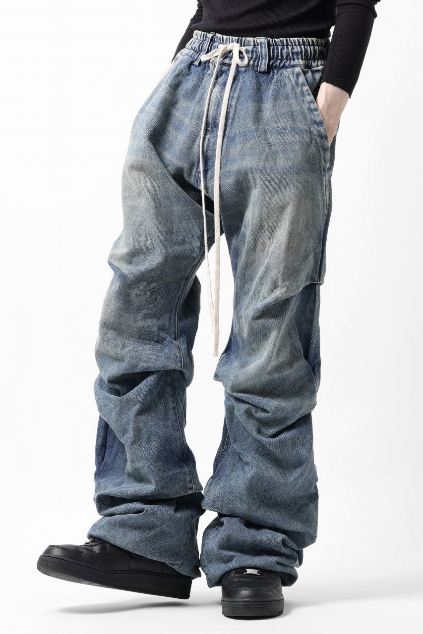 画像をギャラリービューアに読み込む, A.F ARTEFACT TUCK VOLUME BAGGY PANTS / FADED DENIM (INDIGO BLUE)
