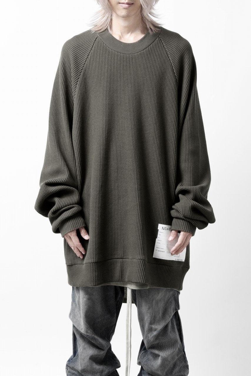画像をギャラリービューアに読み込む, A.F ARTEFACT OVER SIZED DOLMAN LONG PULL OVER / WAFFLE COTTON JERSEY (KHAKI)