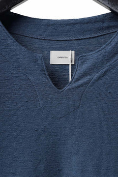 画像をギャラリービューアに読み込む, CAPERTICA KEY NECK TEE / LINEN HEAVY JERSEY (DEEP BLUE)