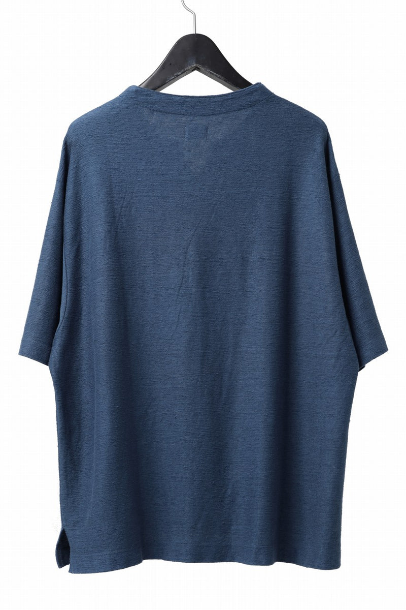 CAPERTICA KEY NECK TEE / LINEN HEAVY JERSEY (DEEP BLUE)の