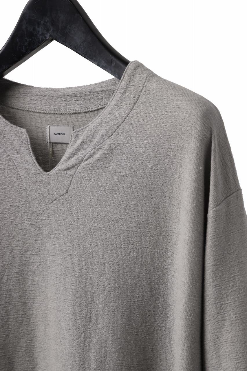 画像をギャラリービューアに読み込む, CAPERTICA KEY NECK TEE / LINEN HEAVY JERSEY (LIGHT GREY)