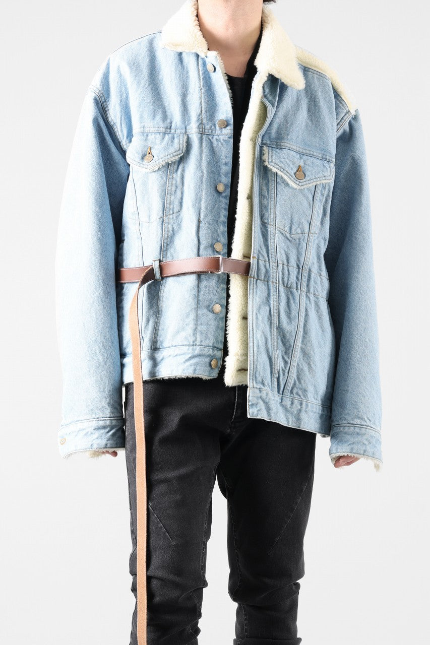 画像をギャラリービューアに読み込む, FACETASM ASSYMETRICAL BELTED SHERPA DENIM JACKET (INDIGO)