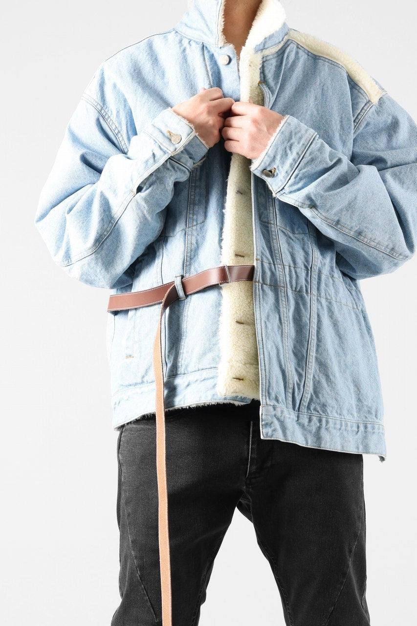 画像をギャラリービューアに読み込む, FACETASM ASSYMETRICAL BELTED SHERPA DENIM JACKET (INDIGO)