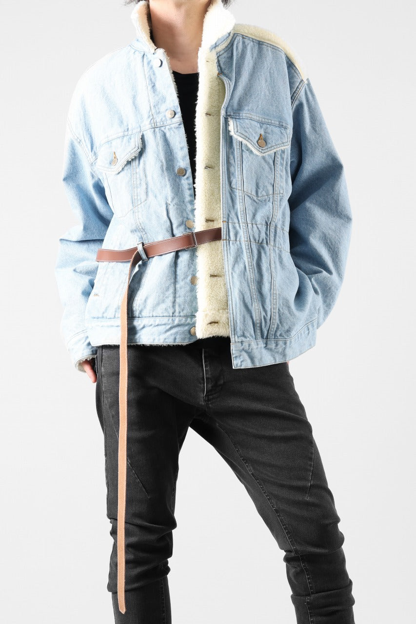 画像をギャラリービューアに読み込む, FACETASM ASSYMETRICAL BELTED SHERPA DENIM JACKET (INDIGO)